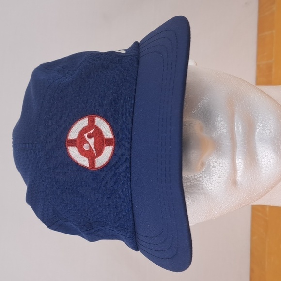Rare Vintage Nike mesh 5 panal lifeguard embroidered blue pulltab casual hat
